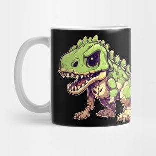 Green Scary Chibi T-Rex Isometric Dinosaur Mug